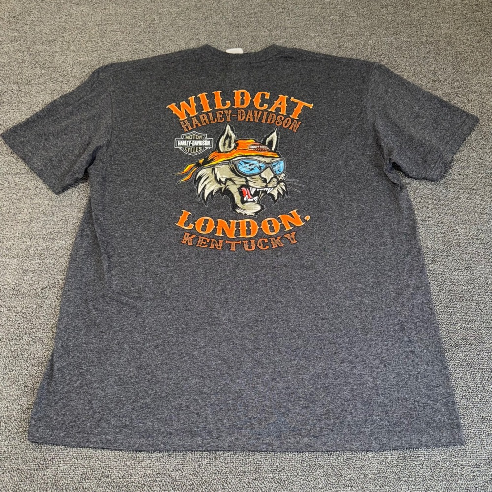 Harley-Davidson Wildcat London Kentucky Graphic T-Shirt Gray XL Biker Casual - Picture 2 of 8